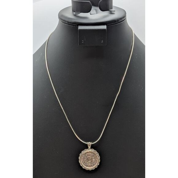 Vtg 925 Sterling Silver Rope Surround Capricorn Two-Sided Coin Pendant Necklace - Picture 1 of 7